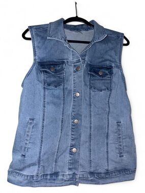 Denim Sleeveless Jean Jacket Vest - Blue